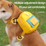 Colorful Nylon Pet Harness with Leash & Backpack - Cartoon School Bag Design for Dogs, Machine Washable, Ideal for Outdoor Adventures