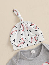 0-18 Months Baby Boy Summer Outfits Short Sleeve Romper Baseball Pants Hat Set, for Outdoor