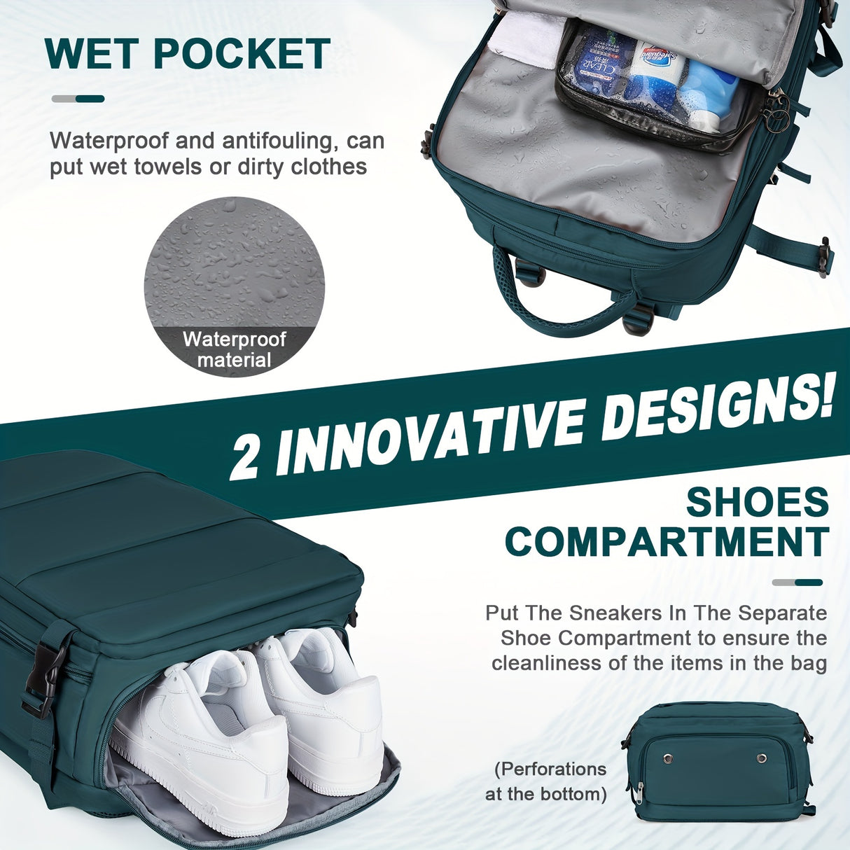 Large Waterproof Anti Theft Carry On Backpack, HYCOO Travel Rucksack For Men and Women, Hiking School Book College Bag with Shoe Compartment Laptop Canvas Brevite Backpack
