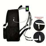 2pcs/set Cartoon Print Large Capacity Casual Backpack, 2-Piece Set: Travel Backpack, School Bag, Chest Bag