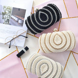Elegant Striped Fabric Clutch Bag with Beaded Embellishment - Adjustable Strap, Lining, Buckle Closure - Perfect for Wedding Party, Prom, Formal Evening Events