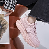 Women's Simple Pure Color Thick Bottom Running Shoes, Soft Comfortable Lace Up Sneakers, Versatile Non-slip Sports Shoes