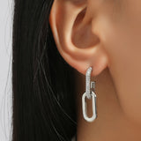 / Silvery Dangle Earrings With Shiny Zircon Decor Elegant Minimalist Style Copper Plated Jewelry Daily Casual