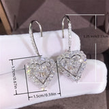 Heart Shape Hook Earrings Inlaid Shiny zirconia Elegant Copper Fine Jewelry Gifts