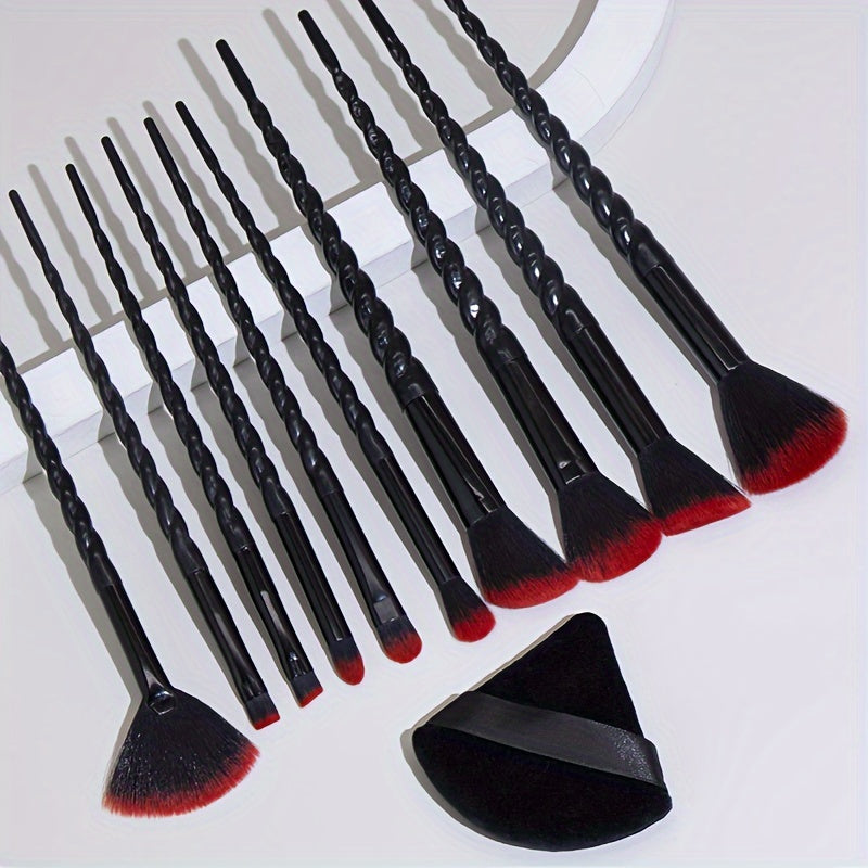 Professional Makeup Brush Set, 10pcs Full Face Eye Makeup Brush Set For Beginners, Complete Cosmetic Tools With 2pcs Makeup Puff Blender