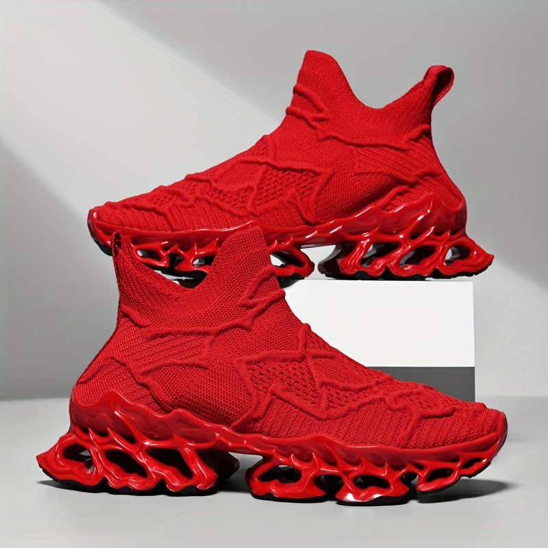 [Trendy Blade Sneakers for Men] Men's Color Block Trendy Blade Sneakers, Breathable Shock Absorption Running Shoes, Non Slip Sneakers For Gym Jogging Tennis 2023 New