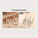 / Silvery Dangle Earrings With Shiny Zircon Decor Elegant Minimalist Style Copper Plated Jewelry Daily Casual