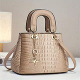 Luxurious PU Crocodile Print Tote Bag - Spacious Interior, Zipper Closure, Polyester Lining, Top Handle Satchel, Shoulder Bag, Crossbody Bag & Purse - Elegant Womens Fashion Handbag with Edge Painted Details