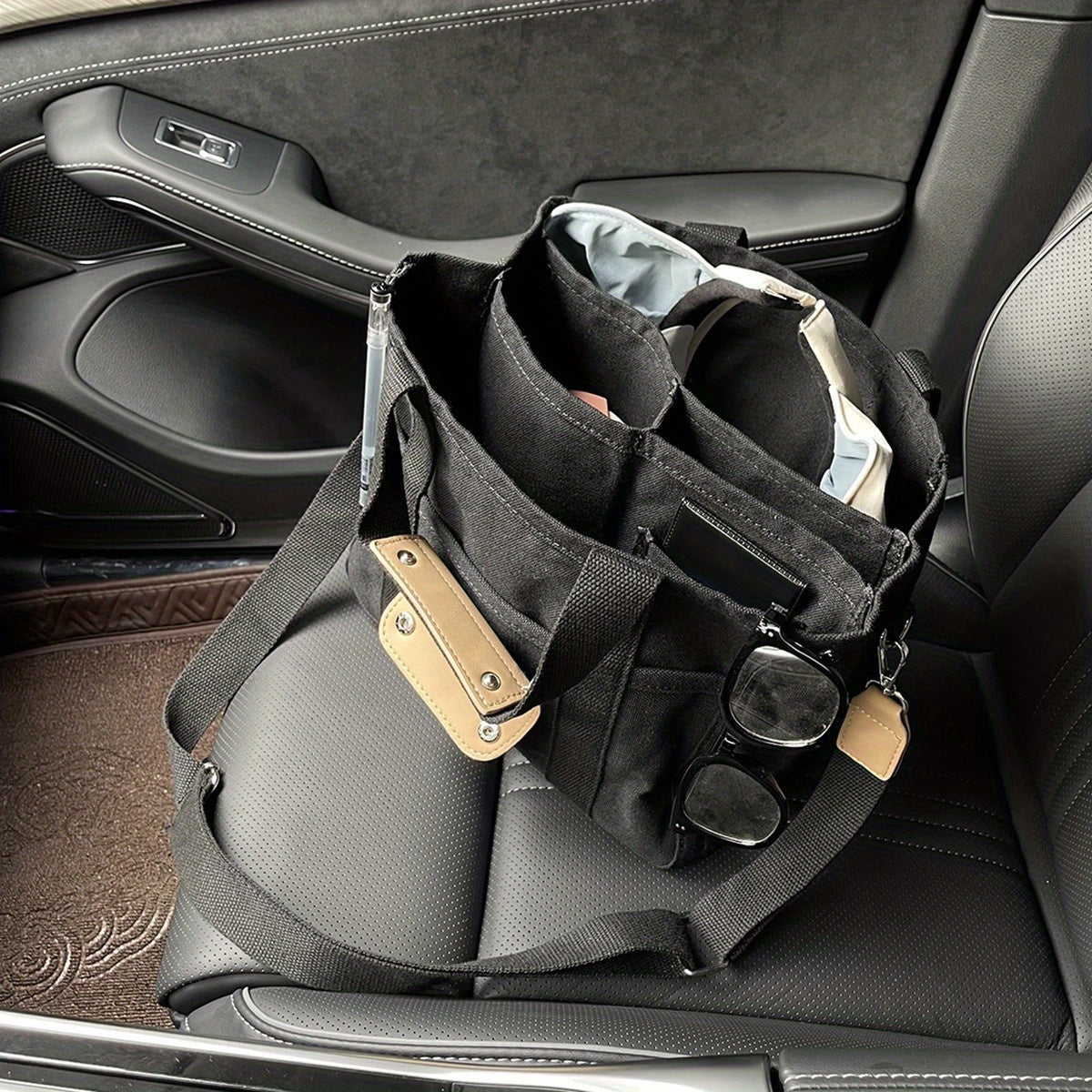 Canvas Tote Bag With Seperations, Durable Lightweight Shoulder Bag, Casual Practical Commuter   Bag