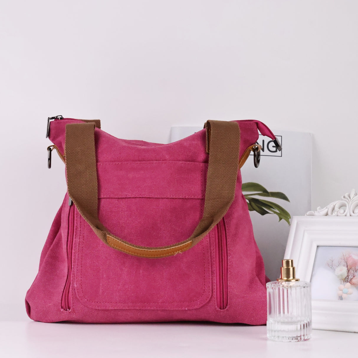 Large Capacity Canvas Tote Bag, Durable Lightweight Crossbody Bag, Casual Practical Commuter Bag