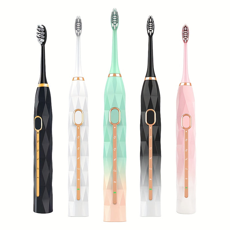 Acoustic Electric Toothbrush IPX8 Waterproof USB Rechargeable Couple Replaceable Metal Shaft Adult Men And Women With Toothbrush Seat With Suitcase Rechargeable Toothbrush Intelligent Timer 8 Replacement Brush Head 5 Colors