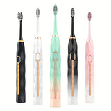 Acoustic Electric Toothbrush IPX8 Waterproof USB Rechargeable Couple Replaceable Metal Shaft Adult Men And Women With Toothbrush Seat With Suitcase Rechargeable Toothbrush Intelligent Timer 8 Replacement Brush Head 5 Colors