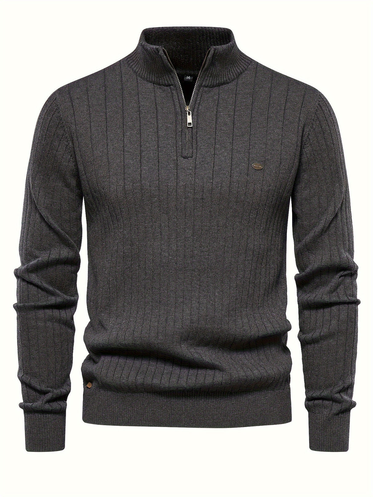 Men's Casual Cotton Warm Slightly Stretch Half Zipper Stand Collar Pullover Sweater For Men Fall Winter
