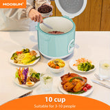 MOOSUM Electric Rice Cooker with One Touch for Asian Japanese Sushi Rice, 10-cup Uncooked/20-cup Cooked, Fast&Convenient Cooker with Steamer, Stainless Steel Housing and Auto Warmer