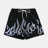 Flame-Inspired Y2K Drawstring Shorts for Women - Season-Versatile with Pockets, Medium Stretch & Easy-Care