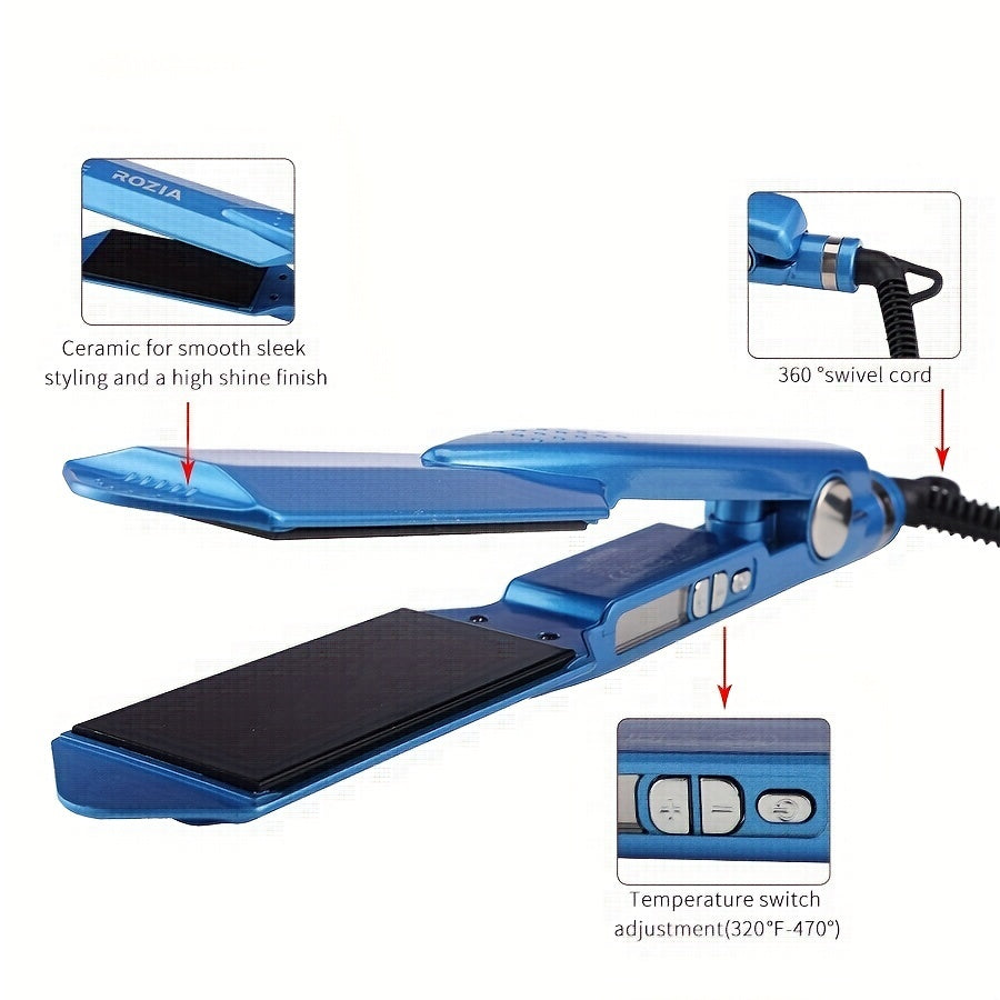 Titanium Professional Hair Straightener - High Temperature 470F Fast Heating with Wide Ceramic Plates for Salon-Quality Styling - Durable, Long-Lasting, and Easy to Use