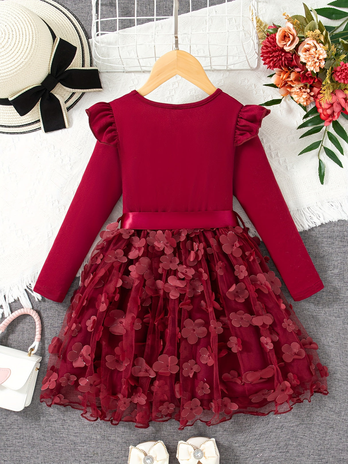 Girls Elegant Princess Tutu Dress Long Sleeves Dresses Kids Clothes For Christmas Gift Party