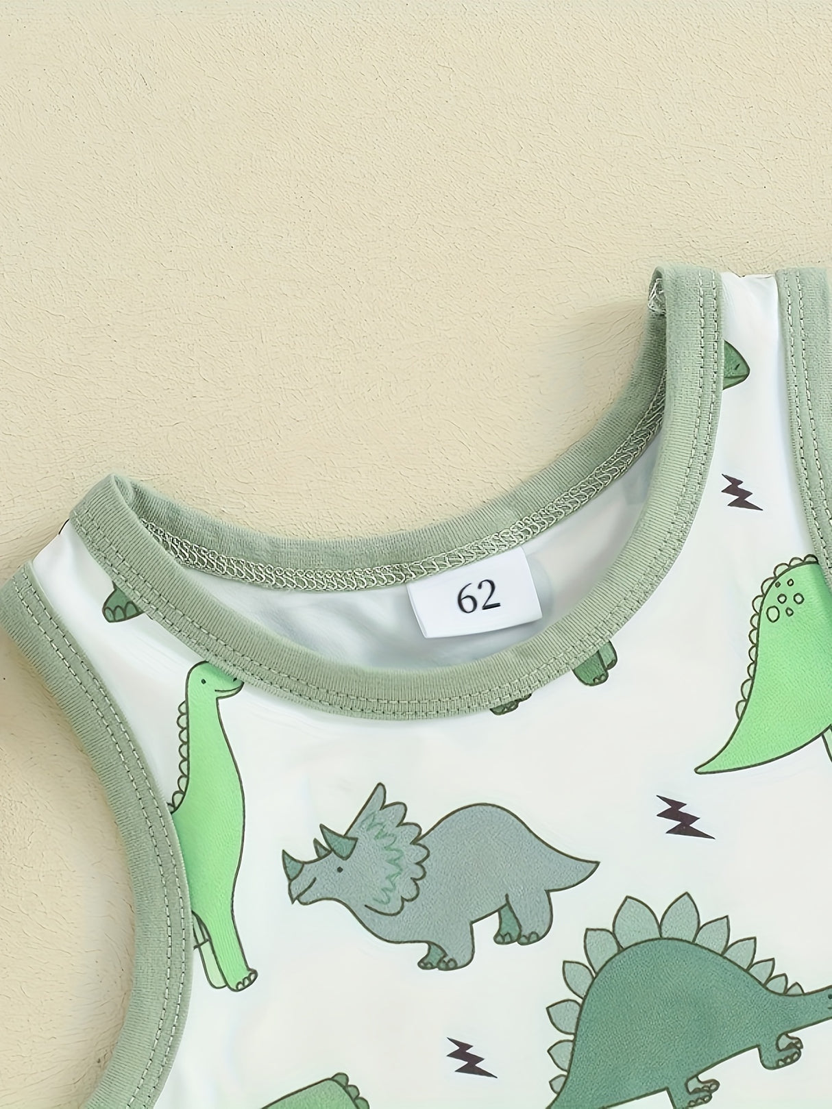 2-Piece Toddler Boys Set, Summer Outfit, Elastic Waist, Crew Neck Tank Top + Shorts, Casual Dinosaur Print Clothing Set