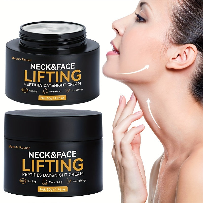 [Neck & Face Hydrating Cream] 50g Neck & Face Lifting Peptides Day & Night Cream - With Hyaluronic Acid, Vitamin E And Acetyl Hexapeptide-8 Peptides, Day & Night  Smooth skin - Firming And Lifting, Hydrating Face Cream (1.76o
