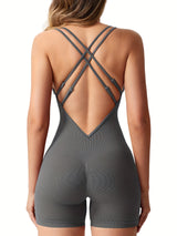 [For Women Scrunch Butt Romper] Workout Backless Jumpsuits Scrunch Butt Form Romper Bodysuits For Women Shorts Body Shaper