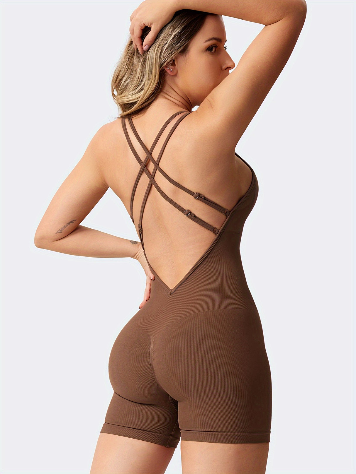 [For Women Scrunch Butt Romper] Workout Backless Jumpsuits Scrunch Butt Form Romper Bodysuits For Women Shorts Body Shaper