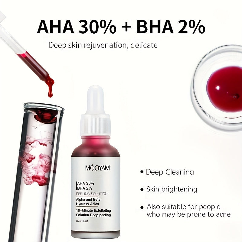 AHA 30% + BHA 2% Peeling Solutions, 30% AHA Glycolic Acid Peel With Lactic Acid Aloe Vera, Facial Exfoliator Exfoliating Peel Serum For Pimple Spot 1 Fl Oz
