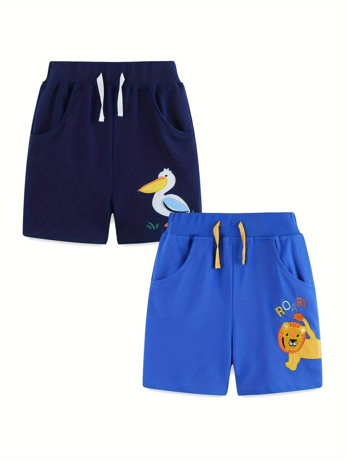 Toddler Boys Shorts 2 Piece Lion Animal Bird Graphic Cotton Casual Pants with Pockets Summer Outfit Kid Clothes