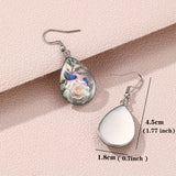 Elegant Sunflower & Hummingbird Water Drop Earrings - Stainless Steel Posts, Glass Material, Perfect for Casual Attire, Pair, Elegant Style
