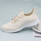 Women's Casual Slip-on Sneakers, Lightweight Lace Up Running Shoes, Knitted Low Top Sneakers