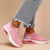 All-Season Women's Lightweight Sneakers - Stabilizing Air Cushion, Slip-On Running Shoes in Sleek Black