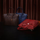 Fashion-Forward Crocodile Pattern Tote Bag - Double Handle Work Purse with Secure Zipper Closure - Perfect for Stylish, Professional Women - A Trendy Daily Accessory