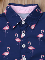 Youngsters Youngsters Boys Clothes Set, Summer Youngsters Flamingo Print Shirt Top+Solid Shorts, Perfect for Outdoor