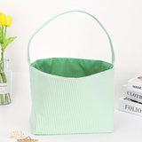 1pc Large Capacity Tote Bag, Easter Gift Bag, Easter Eggs Storage Bucket, Striped Seersucker Bunny Bag, Hunting Easter Eggs Handbag, Easter Party Decorations Gifts Bag, Party Tote Bags, Easter Gift Party Supplies