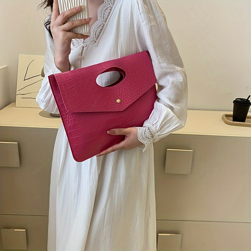 Fashion-Forward Crocodile Pattern Envelope Clutch Bag for Women - Chic, Durable & Multi-Functional, Wristlet & Coin Purse, Perfect Everyday Accessory