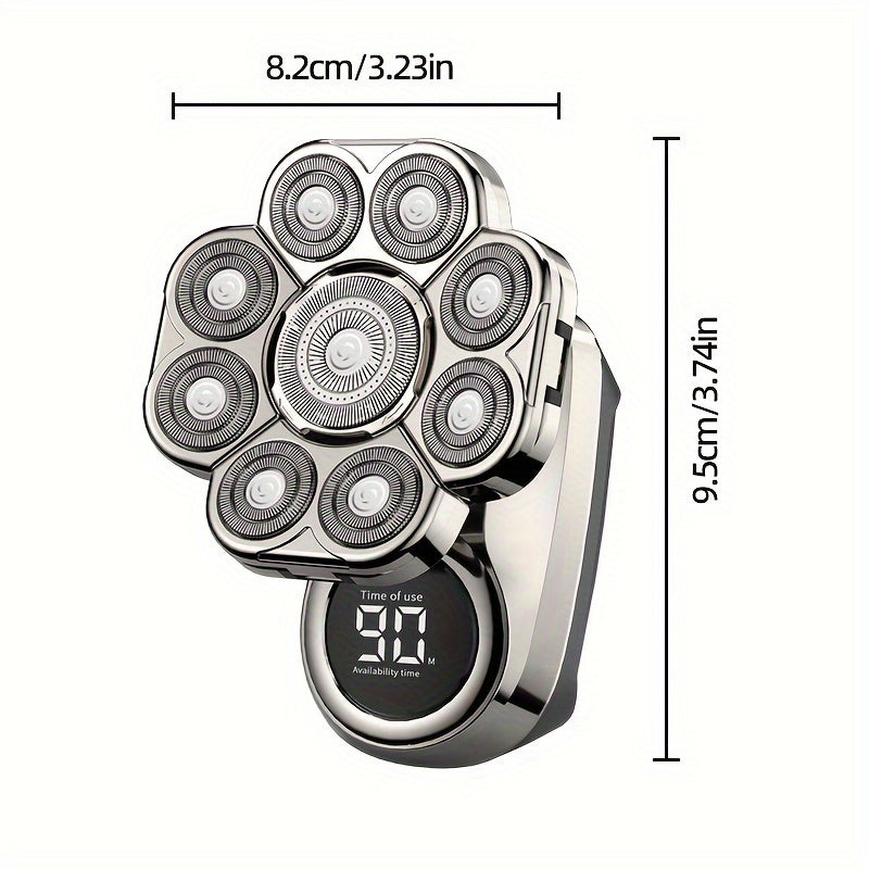Electric Shaver for Men, 9-Blade Head Shaver, Cordless USB Rechargeable Wet/Dry Razor, Lithium Battery, Rotary Bald Head Hair Clippers with Opening Tool Head - Waterproof Electric Razor