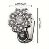 Electric Shaver for Men, 9-Blade Head Shaver, Cordless USB Rechargeable Wet/Dry Razor, Lithium Battery, Rotary Bald Head Hair Clippers with Opening Tool Head - Waterproof Electric Razor