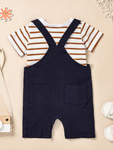 CETEPY Toddler Baby Boys Clothes Summer Outfits Short Sleeve Suspender Trousers Jumpsuit Animals Pattern Tops Pants Sets 0M-18M