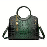 Premium Luxury Crocodile Pattern Handbag - Timeless Vintage Satchel for Women - Stylish Top Handle, Versatile Shoulder & Crossbody Bag - A Fashion Must-Have for Daily Wear