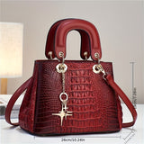 Luxurious PU Crocodile Print Tote Bag - Spacious Interior, Zipper Closure, Polyester Lining, Top Handle Satchel, Shoulder Bag, Crossbody Bag & Purse - Elegant Womens Fashion Handbag with Edge Painted Details