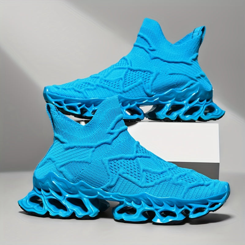 [Trendy Blade Sneakers for Men] Men's Color Block Trendy Blade Sneakers, Breathable Shock Absorption Running Shoes, Non Slip Sneakers For Gym Jogging Tennis 2023 New