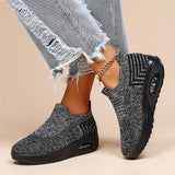 All-Season Women's Lightweight Sneakers - Stabilizing Air Cushion, Slip-On Running Shoes in Sleek Black