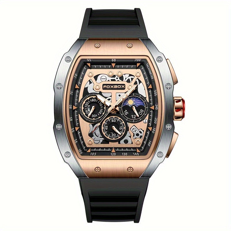 Foxbox Men's Waterproof Quartz Wristwatch, Date Sport Silicone Wrist Watches