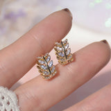Small Exquisite Olive Branch Leaf Hoop Earrings - For Women - Party Proposal Birthday Gifts Jewelry