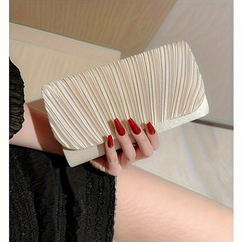 Striped Polyester Evening Clutch Bag with Removable Strap - Elegant Party Accessory for Women with Buckle Closure and Nylon Lining - Versatile Fashion Handbag for Formal Wear