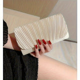 Striped Polyester Evening Clutch Bag with Removable Strap - Elegant Party Accessory for Women with Buckle Closure and Nylon Lining - Versatile Fashion Handbag for Formal Wear