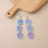 Translucent Acrylic Drop Earrings Skull Shape Pendant Punk Style Shiny Hook Earrings Cartilage Piercing Jewelry