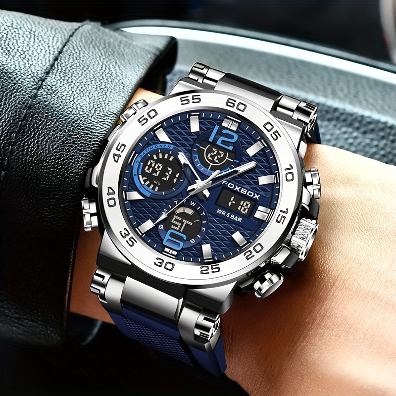 [Popular Choice] LIGE Watches for Men, 1968.5inch Clock Alarm LCD Dual Display Wristwatch