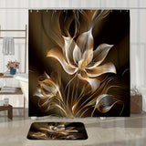 1/4pcs Deluxe Floral Shower Curtain Set - Waterproof, Non-Slip, U-Shaped Toilet Mat, 12 Hooks, Bath Mat, Bathroom Decor Accessories - Complete Bathroom Essentials Kit