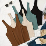 4-Pack Solid V-neck Tank Tops - Flattering Sleeveless Crop Tops for Women - Trendy Summer Wardrobe Essentials