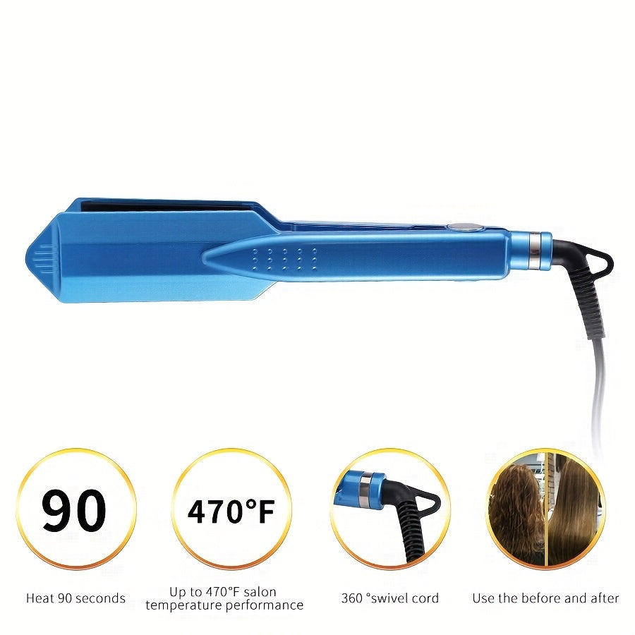 Titanium Professional Hair Straightener - High Temperature 470F Fast Heating with Wide Ceramic Plates for Salon-Quality Styling - Durable, Long-Lasting, and Easy to Use